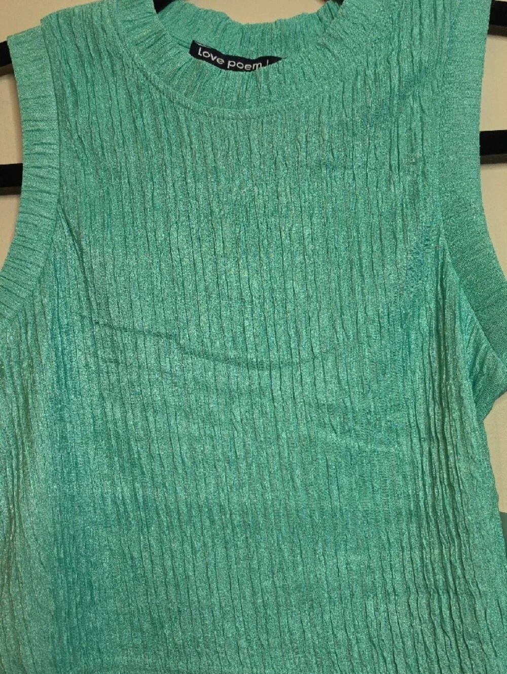 Two Piece Spearmint Love Poem Plisse Wide Leg Set